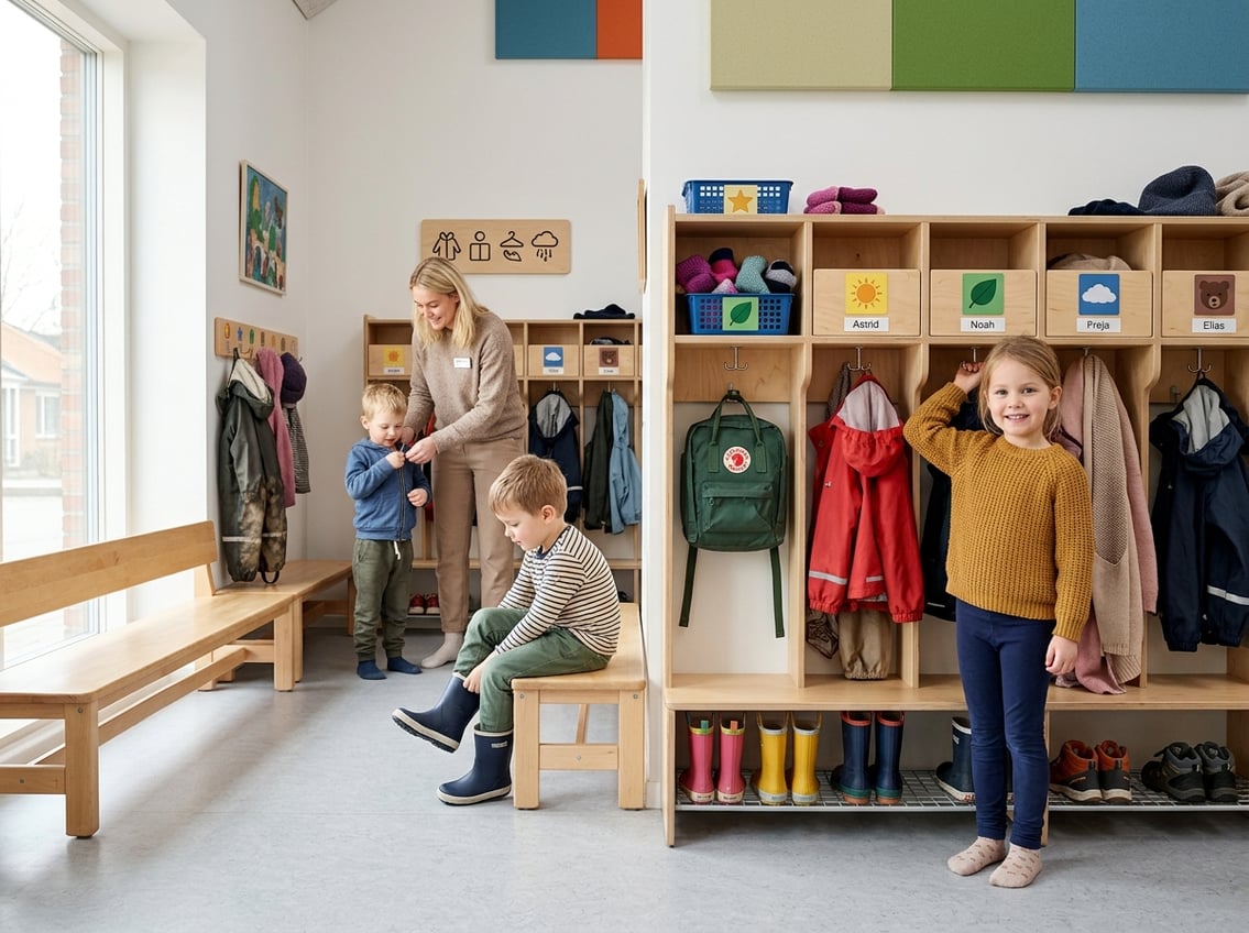 Sådan bygger du en legevenlig garderobe til børnehaven